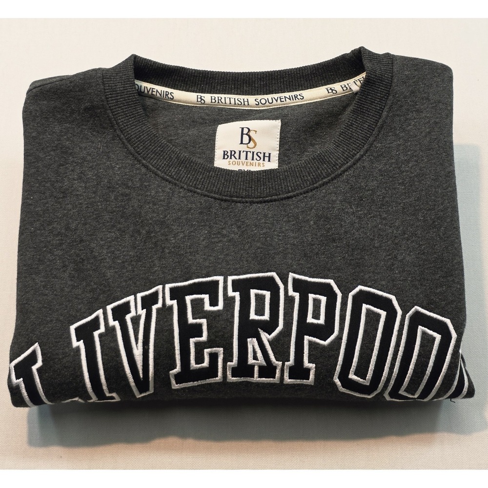 Liverpool England Sweatshirt 2XL British Souvenirs Dark Gray Crewneck Union Jack - Picture 16 of 16